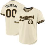 Personalized Throwback Baseball Jersey in Cream and Black with Old Gold Accents Personalized Cream Black-Old Gold Throwback