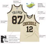 Personalized Black and Cream Throwback Basketball Jersey - Old Gold Design Personalized Cream Black-Old Gold Throwback Basketball