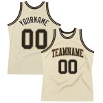 Personalized Black and Cream Throwback Basketball Jersey - Old Gold Design Personalized Cream Black-Old Gold Throwback Basketball