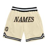 Personalized Black Cream Gold Throwback Basketball Shorts for Men Personalized Cream Black-Old Gold Throwback Basketball