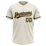 Custom Two-Button Unisex Softball Jersey in Cream Black and Old Gold Personalized Cream Black-Old Gold Two-Button Unisex