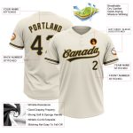 Personalized Unisex Softball Jersey - Cream Black Gold Two-Button Custom Name & Number Personalized Cream Black-Old Gold