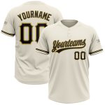 Personalized Unisex Softball Jersey - Cream Black Gold Two-Button Custom Name & Number Personalized Cream Black-Old Gold