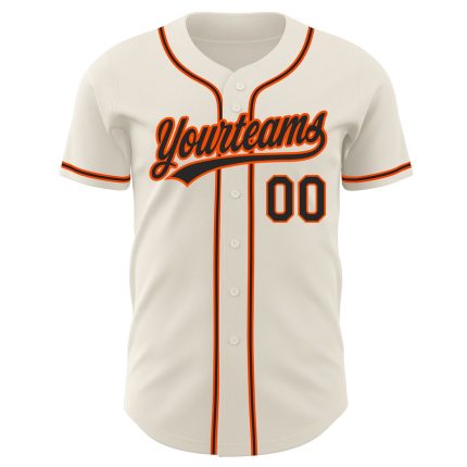 Personalized Authentic Baseball Jersey in Cream, Black, and Orange Colors Personalized Cream Black-Orange Authentic Baseball