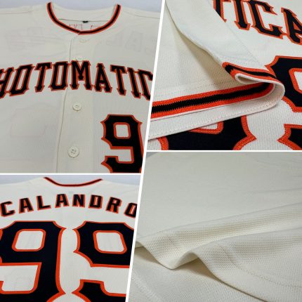 Personalized Black-Orange Cream Authentic Baseball Jersey for Men and Women Personalized Cream Black-Orange Authentic Baseball