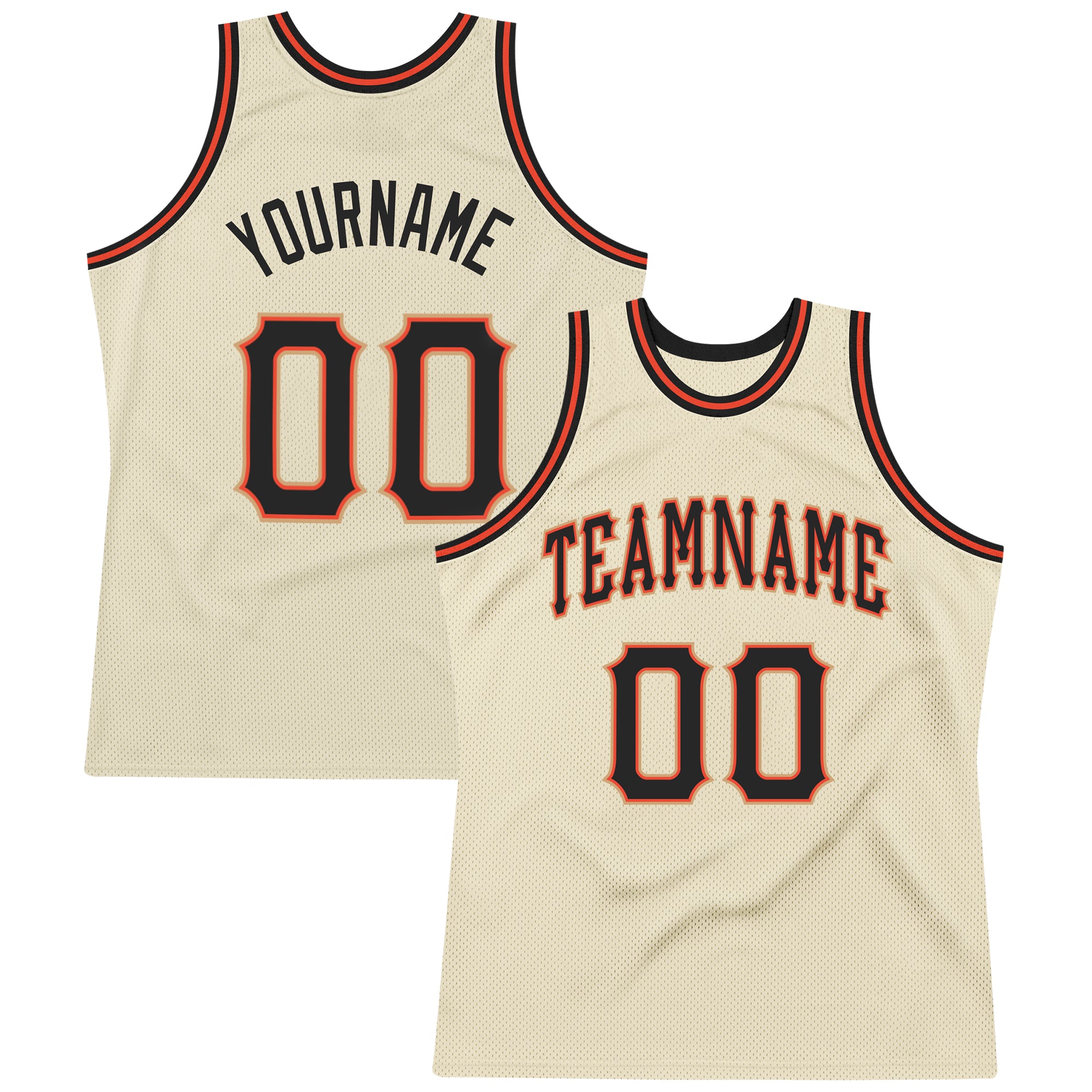 Custom Personalized Black-Orange Basketball Jersey with Authentic Throwback Design - Team Name & Number Personalized Cream