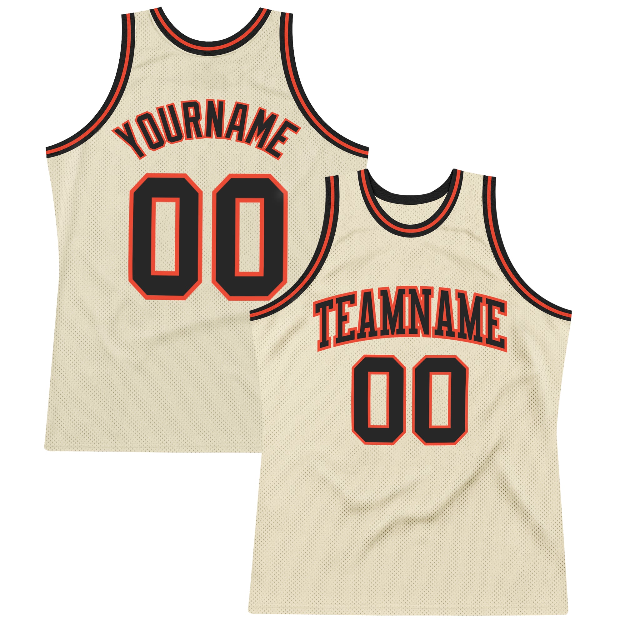 Personalized Black-Orange Cream Throwback Basketball Jersey - Authentic Design Personalized Cream Black-Orange Authentic