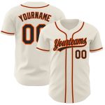 Personalized Black-Orange Baseball Jersey for Men and Women - Custom Cream Design Personalized Cream Black-Orange Baseball