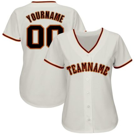 Custom Cream Black-Orange Baseball Jersey - Personalized Sports Apparel Personalized Cream Black-Orange Baseball Jersey