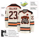 Personalized Black-Orange Hockey Jersey - Custom Cream Ice Hockey Uniform 2 Personalized Cream Black-Orange Hockey Jersey