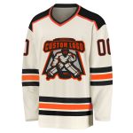 Customizable Black and Orange Hockey Jersey - Personalized Sports Apparel Personalized Cream Black-Orange Hockey Jersey