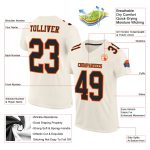 Personalized Black-Orange Cream Football Jersey - Authentic Mesh Style Personalized Cream Black-Orange Mesh Authentic Football