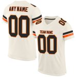Custom Football Jersey with Personalized Name & Number in Cream Black-Orange Mesh Personalized Cream Black-Orange Mesh Authentic