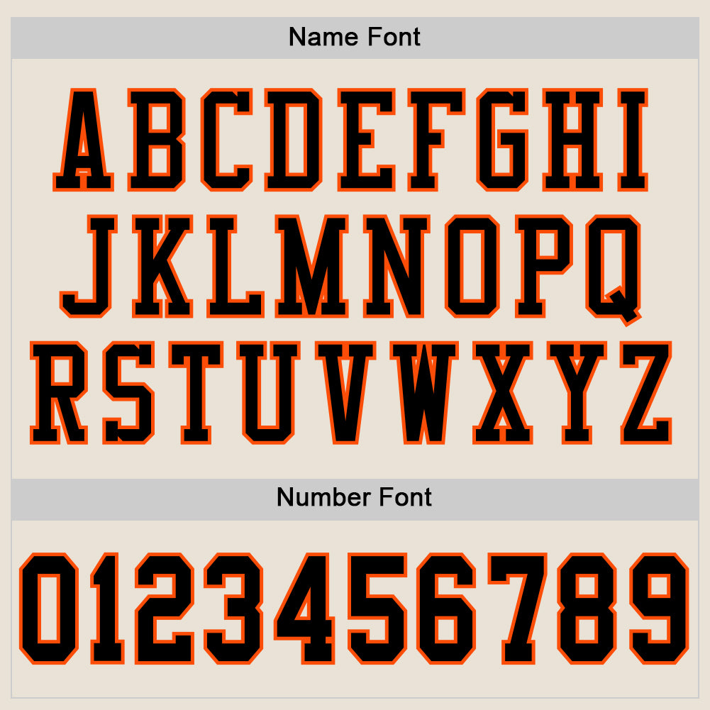 Personalized Cream Black-Orange Mesh Football Jersey 2 Personalized Black-Orange Mesh Football Jersey for Men and Women, Cream Color, Custom Design Personalized Cream Black-Orange - Image 4