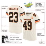 Personalized Black-Orange Mesh Football Jersey for Men and Women, Customizable Design Personalized Cream Black-Orange Mesh