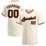 Personalized Authentic Baseball Jersey in Cream, Black, Orange, and Old Gold Personalized Cream Black Orange-Old Gold Authentic