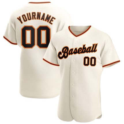 Personalized Baseball Jersey in Cream, Black, Orange & Gold - Custom Design for Fans Personalized Cream Black Orange-Old