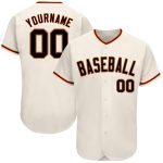 Personalized Baseball Jersey Cream Black Orange-Old Gold Style 3 for Men and Women Personalized Cream Black Orange-Old Gold