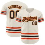 Personalized Baseball Jersey - Cream Black Orange Old Gold Line Design Personalized Cream Black Orange-Old Gold Line Baseball