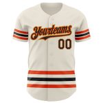Personalized Baseball Jersey - Cream Black Orange Old Gold Line Design Personalized Cream Black Orange-Old Gold Line Baseball