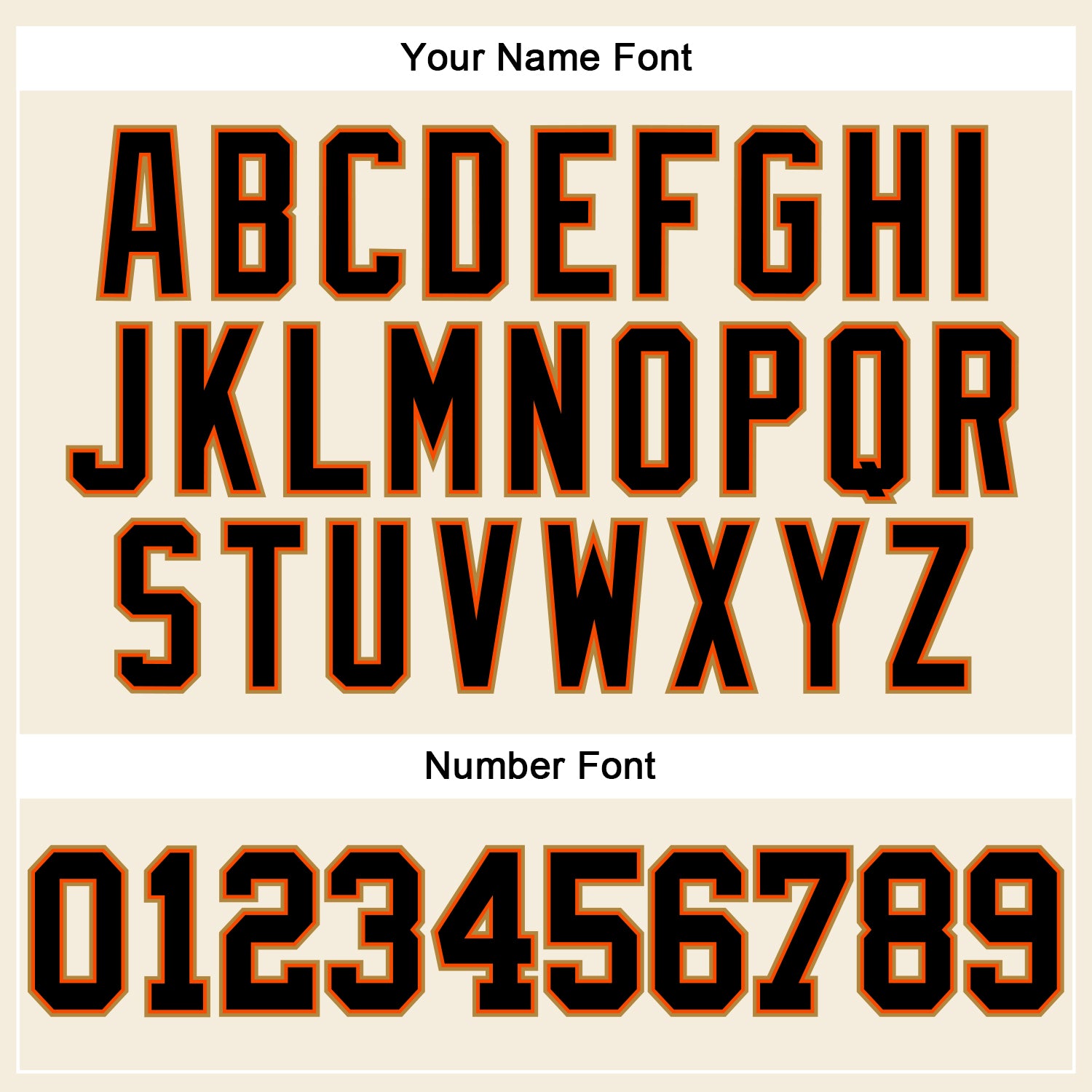 Personalized Cream Black Orange-Old Gold Long Sleeve Performance T-Shirt Team Custom Name and Number Custom Team Long Sleeve Performance T-Shirt with Personalized Name and Number - Cream Black Orange-Old Gold Personalized - Image 5