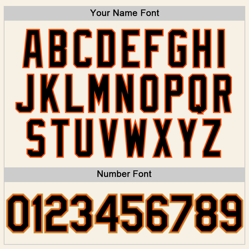 Personalized Cream Black Orange-Old Gold Sleeveless Baseball Jersey Personalized Orange Black Cream Sleeveless Baseball Jersey - Custom Sports Apparel Personalized Cream Black Orange-Old Gold - Image 4