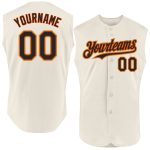 Personalized Orange Black Cream Sleeveless Baseball Jersey - Custom Sports Apparel Personalized Cream Black Orange-Old Gold
