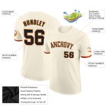 Custom Team Name Number T-Shirt in Cream Black-Orange Performance Fabric Personalized Cream Black-Orange Performance T-Shirt