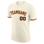 Custom Team Name Number T-Shirt in Cream Black-Orange Performance Fabric Personalized Cream Black-Orange Performance T-Shirt