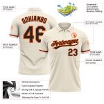Personalized Black-Orange Golf Polo Shirt - Performance Vapor Cream Design Personalized Cream Black-Orange Performance Vapor