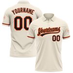 Custom Name and Number Golf Polo Shirt - Performance Black-Orange Cream Team Shirt Personalized Cream Black-Orange Performance