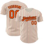 Custom Orange Black Pinstripe Baseball Jersey - Personalized Name and Number Personalized Cream (Black Orange Pinstripe)