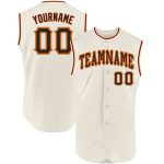 Personalized Black-Orange Sleeveless Baseball Jersey - Custom Cream Jersey for Team Sports Personalized Cream Black-Orange