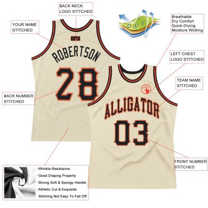 Personalized Black-Orange Cream Throwback Basketball Jersey for Men Personalized Cream Black-Orange Throwback Basketball