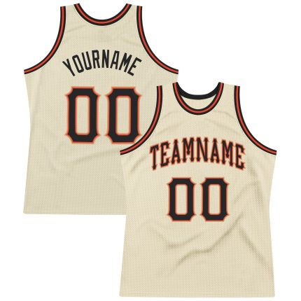 Personalized Black-Orange Cream Throwback Basketball Jersey for Men Personalized Cream Black-Orange Throwback Basketball