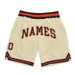 Personalized Black-Orange Basketball Shorts | Throwback Style Cream Design Personalized Cream Black-Orange Throwback Basketball
