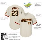 Personalized Black-Orange Throwback Rib-Knit Baseball Jersey Shirt for Men Personalized Cream Black-Orange Throwback Rib-Knit