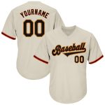 Personalized Black-Orange Throwback Rib-Knit Baseball Jersey Shirt for Men Personalized Cream Black-Orange Throwback Rib-Knit