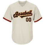 Personalized Black-Orange Throwback Rib-Knit Baseball Jersey Shirt for Men Personalized Cream Black-Orange Throwback Rib-Knit