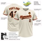 Personalized Black-Orange Unisex Softball Jersey - Soft & Comfortable Two-Button Design Personalized Cream Black-Orange Two-Button