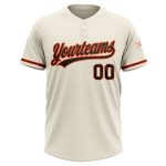Personalized Unisex Softball Jersey - Cream Black-Orange Two-Button Design Personalized Cream Black-Orange Two-Button Unisex
