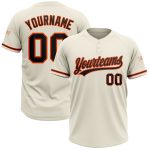 Personalized Unisex Softball Jersey - Cream Black-Orange Two-Button Design Personalized Cream Black-Orange Two-Button Unisex
