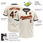 Custom Name Number Unisex Softball Jersey - Personalized Cream Black-Orange Two-Button Design Personalized Cream Black-Orange