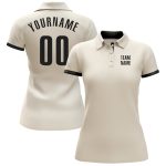 Custom Name Number Golf Polo Shirt - Personalized Cream Black Performance Team Apparel Personalized Cream Black Performance