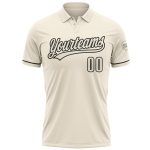 Personalized Black Cream Performance Golf Polo Shirt for Men - Vapor Technology Personalized Cream Black Performance Vapor