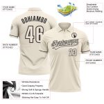 Custom Team Name Number Performance Vapor Golf Polo Shirt - Personalized Cream Black Personalized Cream Black Performance