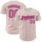 Custom Pink Black Pinstripe Baseball Jersey with Personalized Name and Number - Authentic Team Apparel Personalized Cream