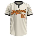Custom Two-Button Unisex Softball Jersey - Personalized Cream Black Pinstripe with Team Name & Number Personalized Cream