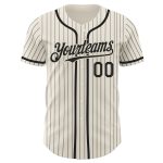 Personalized Black Pinstripe Baseball Jersey - Authentic Cream and Black Design Personalized Cream Black Pinstripe Black
