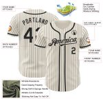 Personalized Black Pinstripe Baseball Jersey - Authentic Cream and Black Design Personalized Cream Black Pinstripe Black